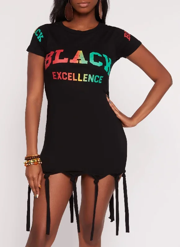 Black Excellence Knot Fringe Dress