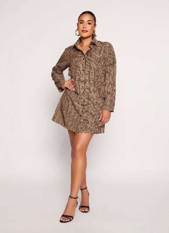 brown-greek-key-button-front-shirt-dress-3410056573251