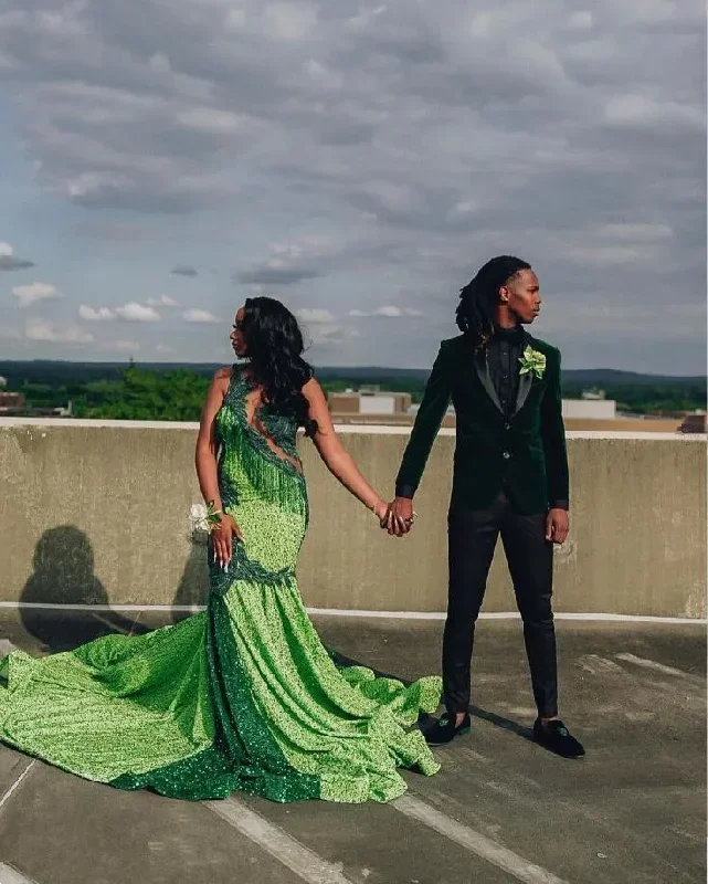 emerald-green-trumpet-evening-formal-dress-for-women-sparkly-crystal-black-girl-couple-birthday-homecoming-gown-velvet