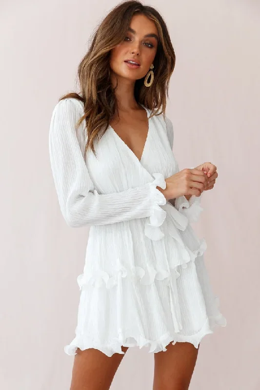 Greta Tiered Ruffle Chiffon Dress White