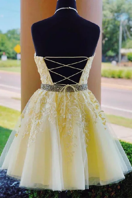 halter-appliqued-yellow-homecoming-dress-short-prom-dress-with-beading-belt