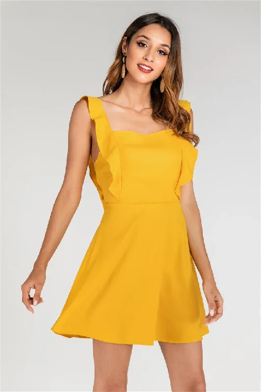 Halter dress with ruffles