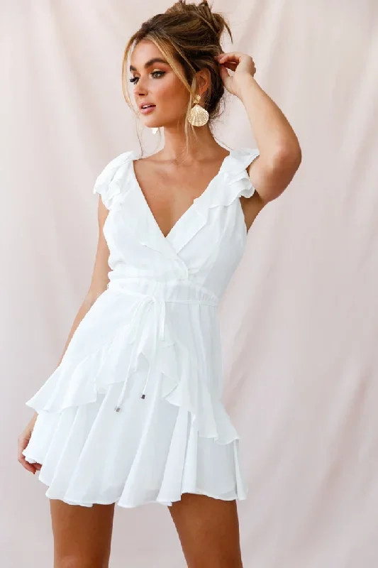 Jodi Ruffle Strap Tie-Back Dress White