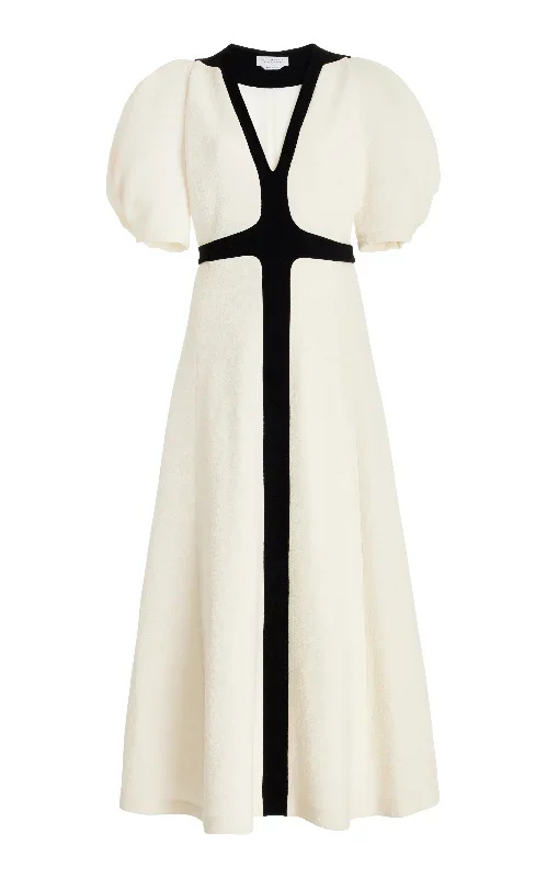 Luz Dress in Ivory Virgin Wool Crepe