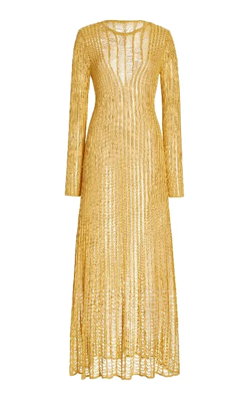 Maia Knit Dress in Gold Shappe Silk