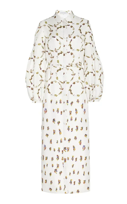 Mauri Shirtdress in Ivory Printed Silk Twill