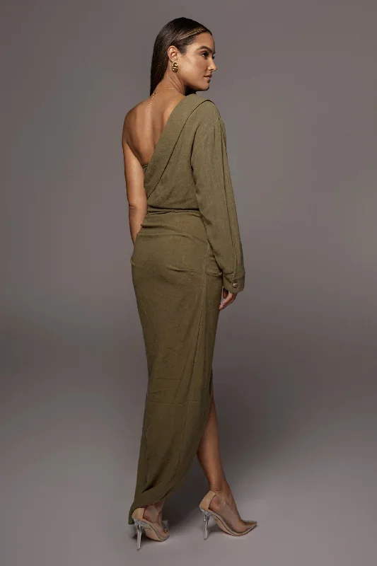 olive-evita-linen-draped-dress