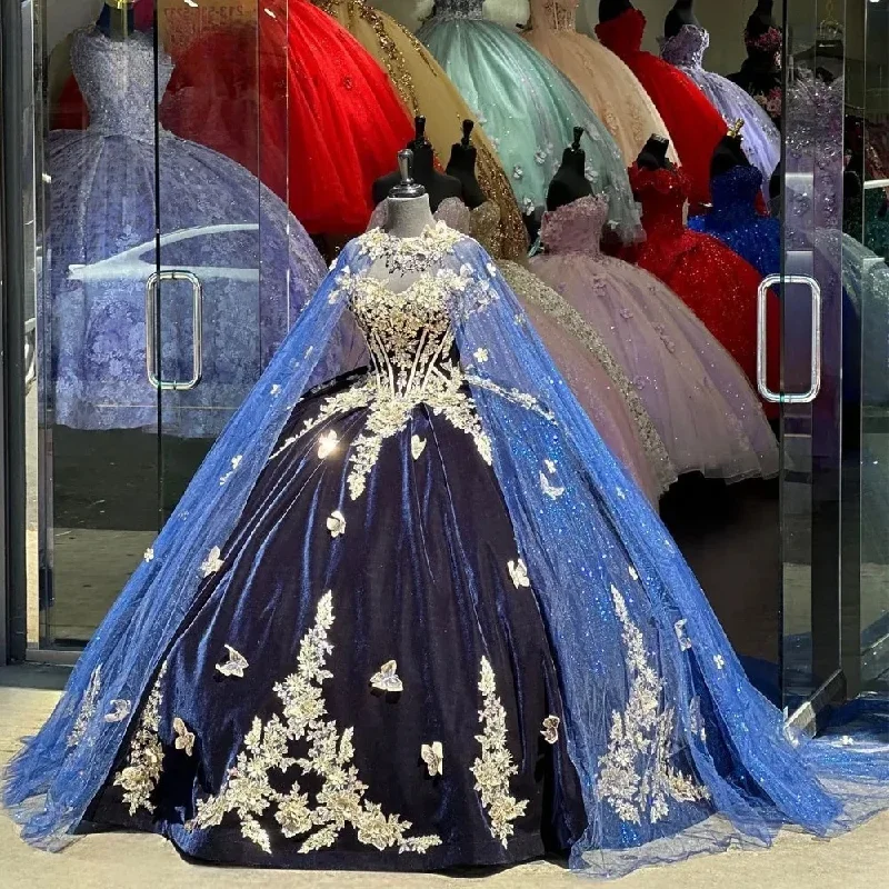 Royal Blue Quinceanera Dresses Ball Gown Sweetheart Sparkly Appliques Puffy Sweet 16 Dresses 15 Años Mexican