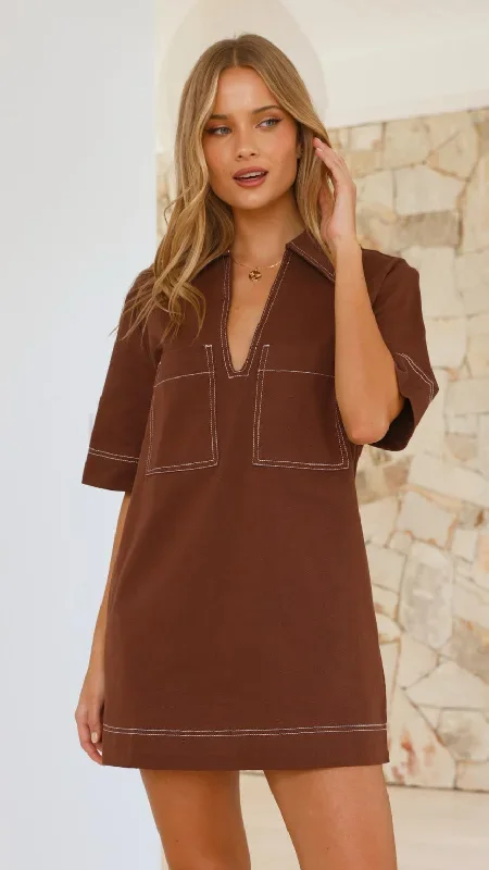 Tara Mini Dress - Chocolate