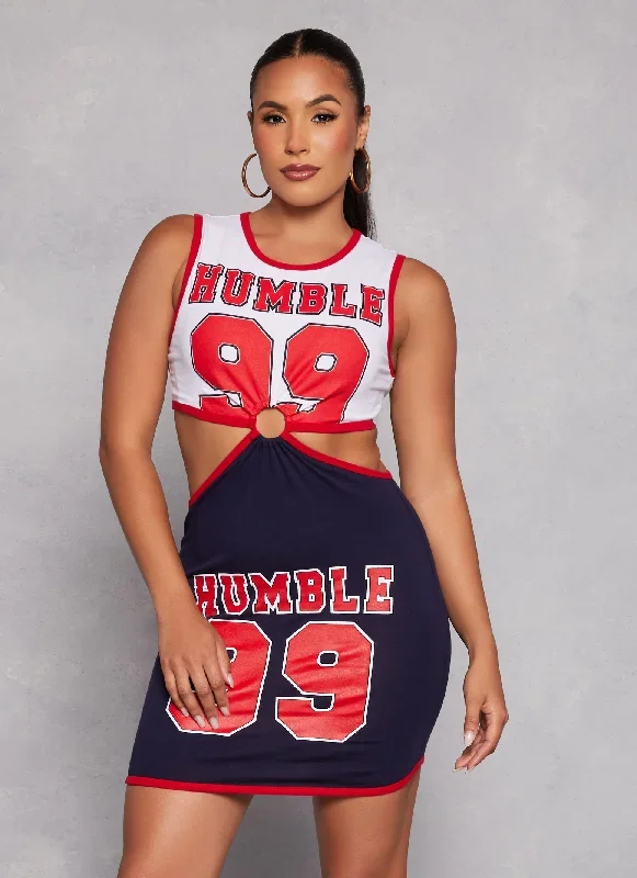 Humble 99 O Ring Cut Out Graphic Tank Dress