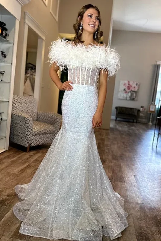 white-mermaid-strapless-feathers-boning-sequins-long-prom-dress