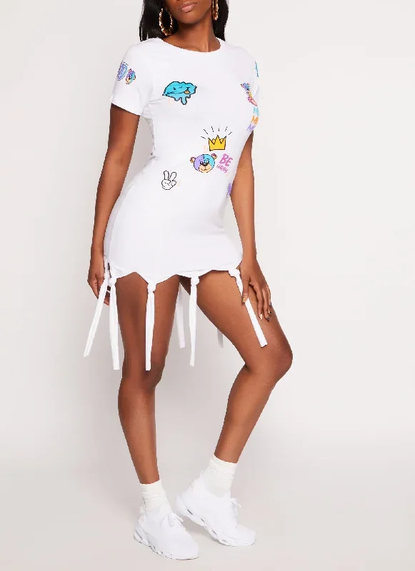 white-mood-be-happy-knot-hem-graphic-t-shirt-dress-1410033877532